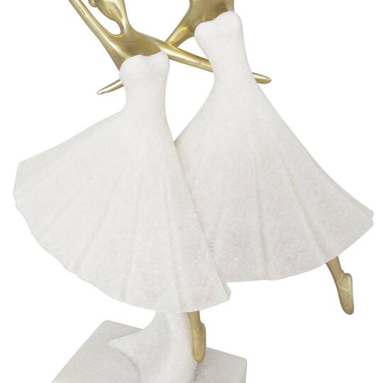 12.75" Cream Polystone Dancing Ballet Couple Sculpture Décor